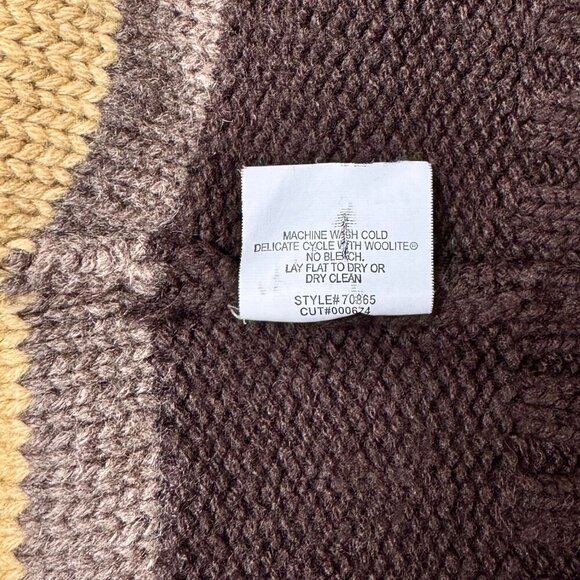 VINCE 100% Cashmere Cardigan Sz.L Brown Striped Buttons Cropped Quite Luxury - Picture 8 of 9